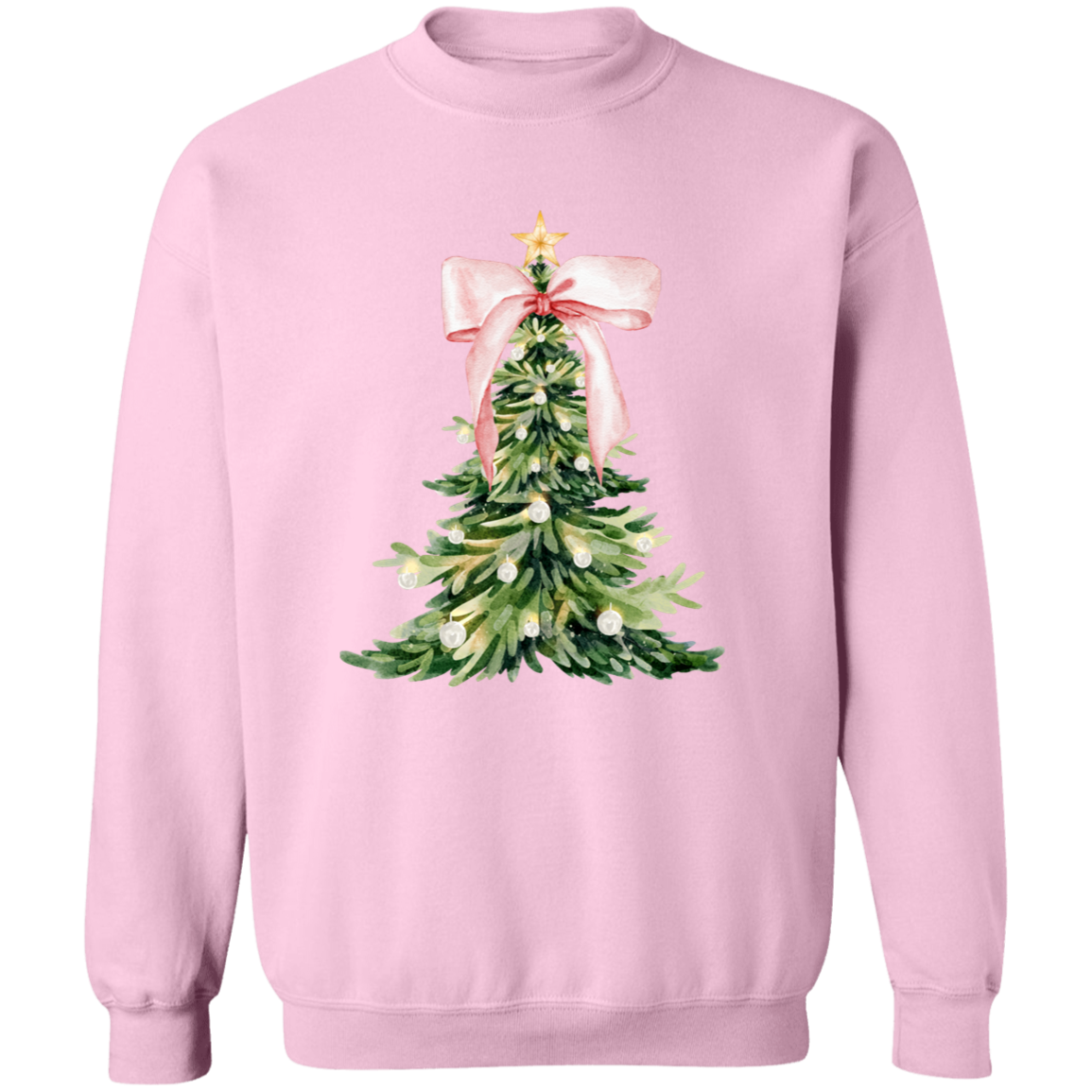 Pink Christmas Tree Bow T-shirt | Sweatshirt